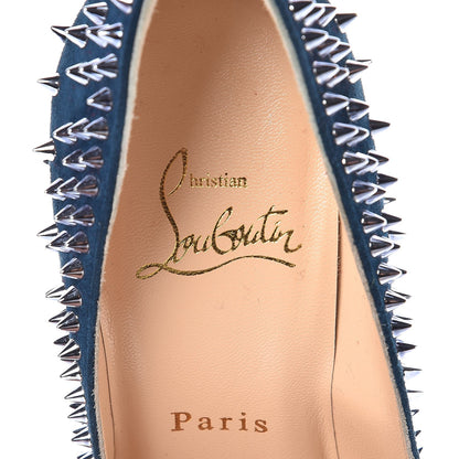 Christian Louboutin Veau Velours Studded Escarpic 100 Pumps 35 Quartz Petrol 7 of 7