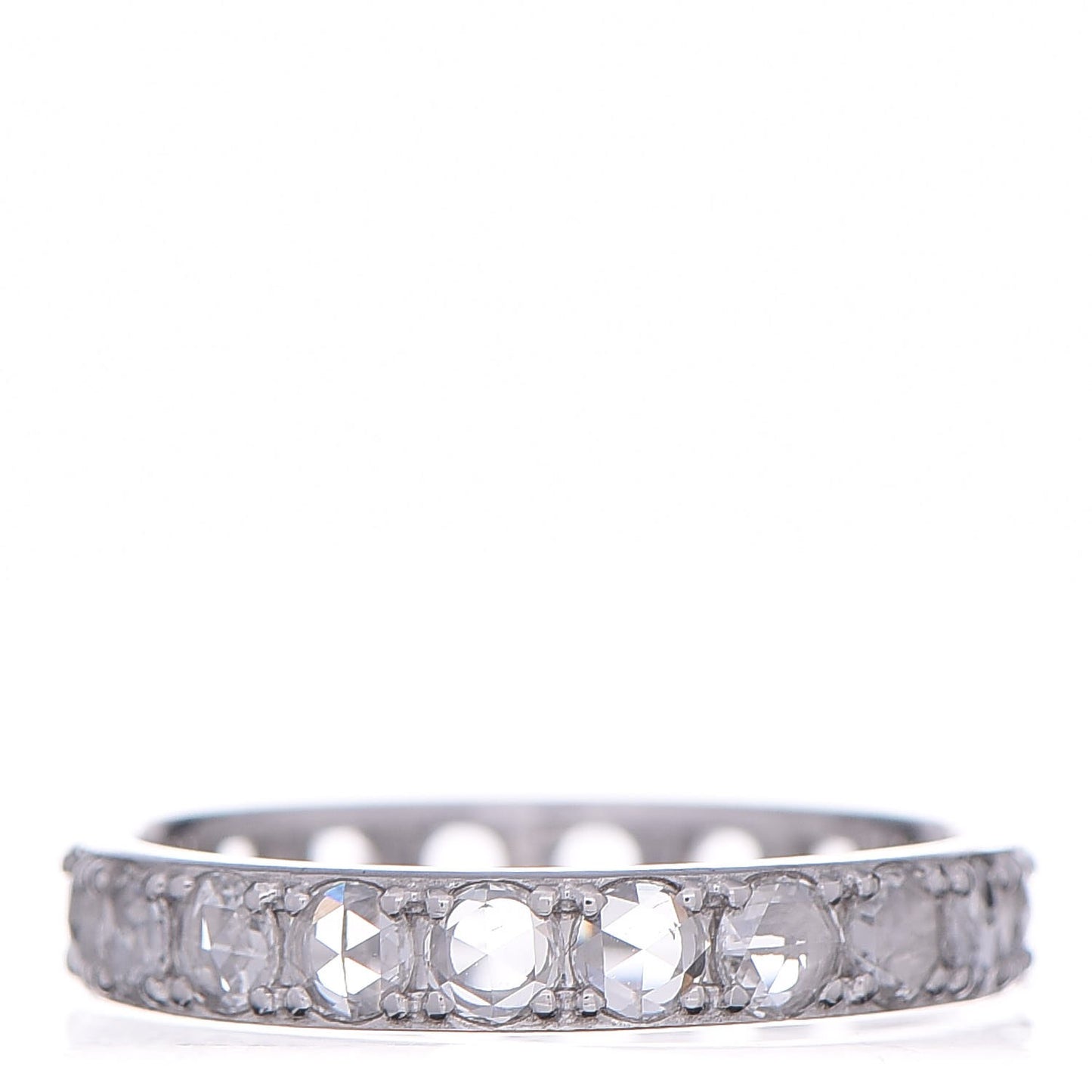 18K White Gold Diamond Metro Rose Cut Eternity Band Ring 54 7
