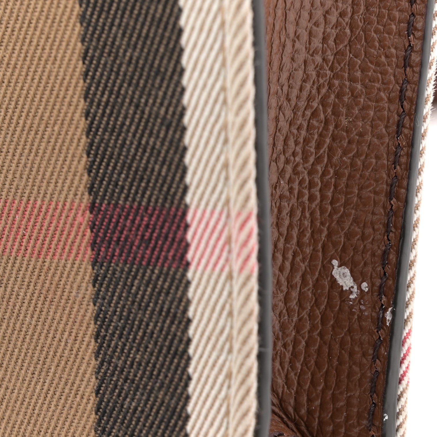 Burberry Grained Calfskin House Check Tartan Mix Hampshire Wallet On Chain Tan 10 of 12