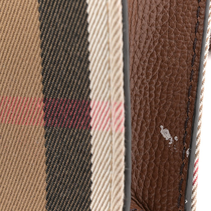 Burberry Grained Calfskin House Check Tartan Mix Hampshire Wallet On Chain Tan 10 of 12