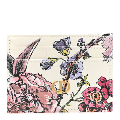 Christian Dior Calfskin Caro Floral Five-Slot Card Holder White Multicolor 1 of 7