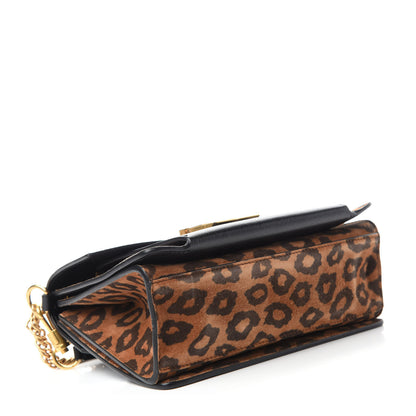 Givenchy Calfskin Suede Leopard Print Small GV3 Shoulder Bag Black Chestnut 4 of 9