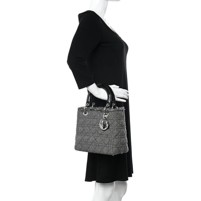 Christian Dior Denim Fringe Medium Lady Dior Grey 2 of 11
