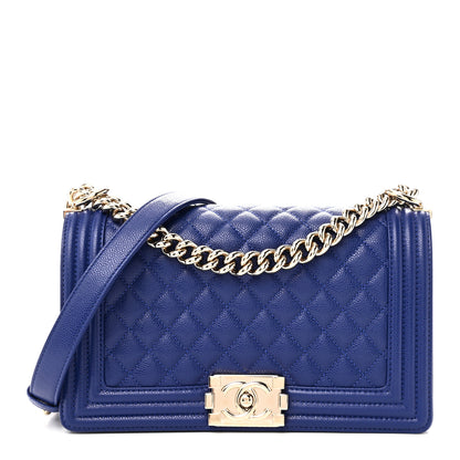 Chanel Caviar Quilted Medium Boy Flap Blue 1 of 11