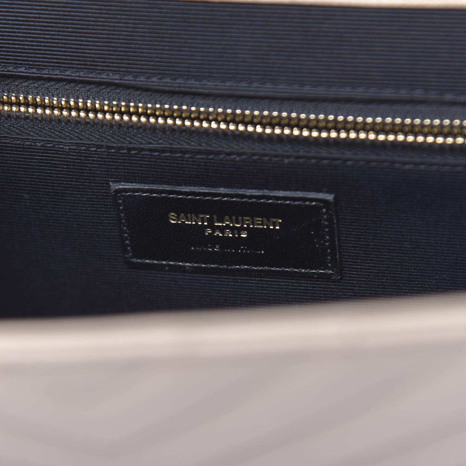 Saint Laurent Grain De Poudre Matelasse Chevron Large Monogram Satchel Dark Beige 6 of 10