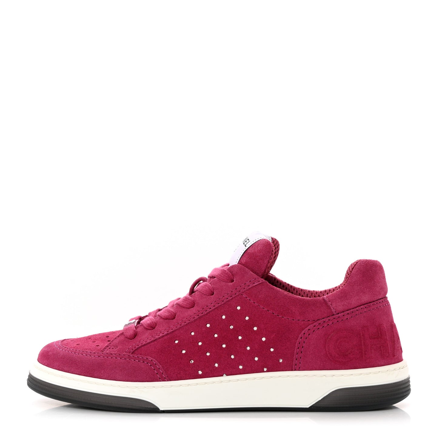Suede Calfskin Logo Sneakers 39 Dark Pink