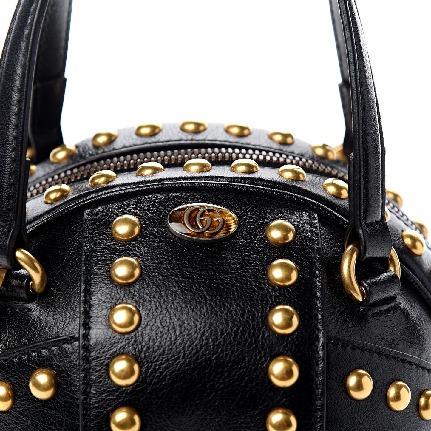 Calfskin Studded Mini Tifosa Baseball Shaped Shoulder Bag Black