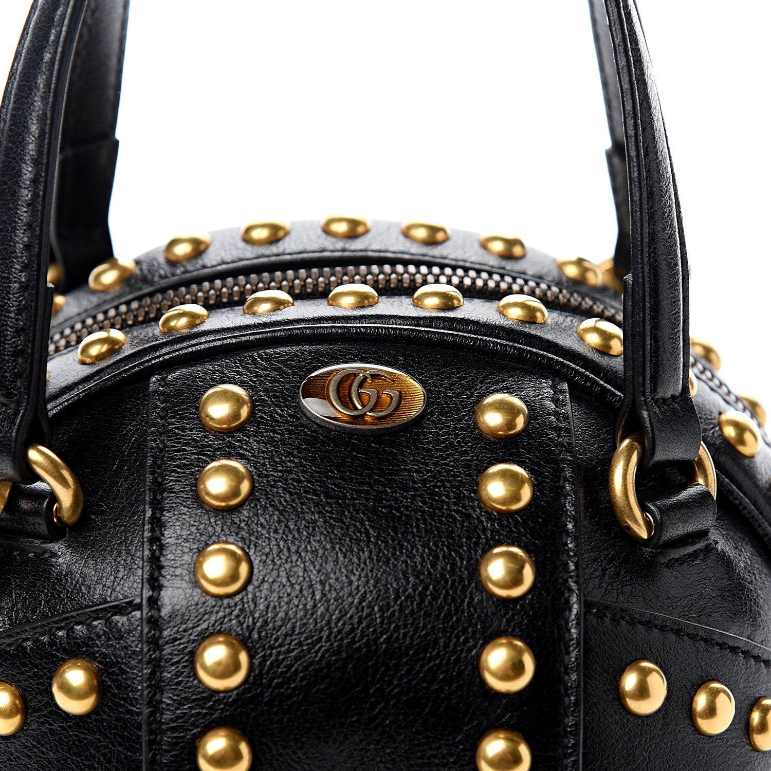 Gucci Calfskin Studded Mini Tifosa Baseball Shaped Shoulder Bag Black 9 of 9