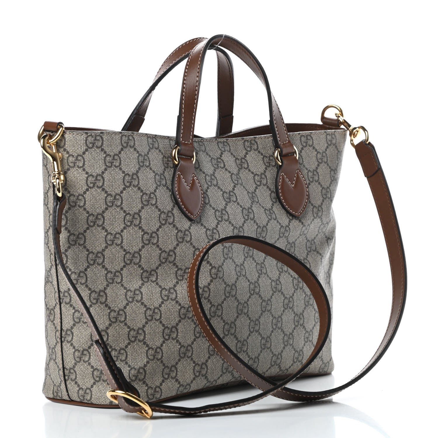Gucci Soft GG Supreme Monogram Small Crossbody Tote Beige Cuir 3 of 10
