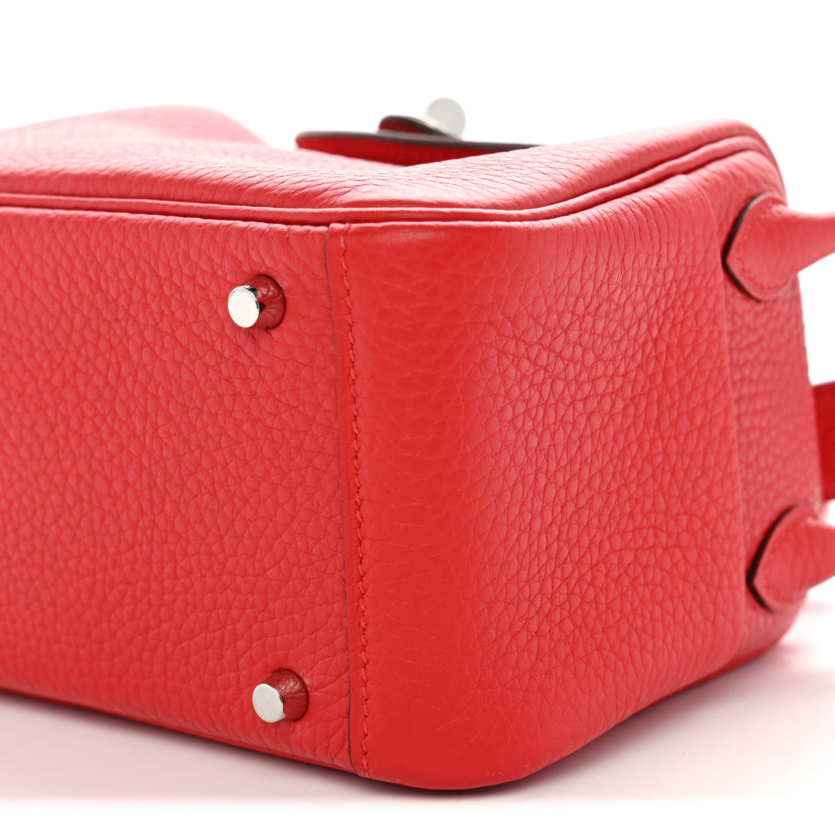 Hermes Taurillon Clemence Mini Lindy 20 Rouge Radieux 10 of 11