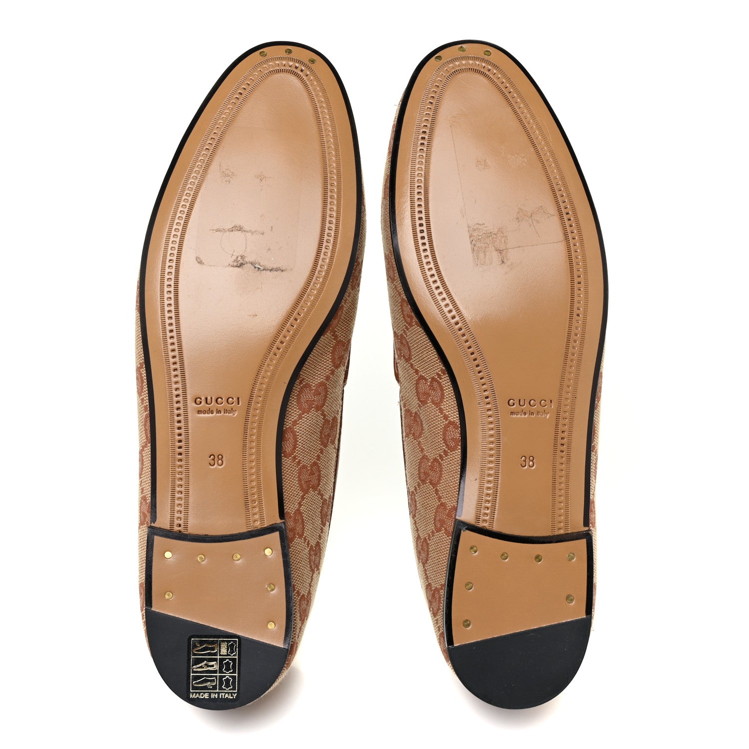 Gucci Canvas GG Monogram Horsebit Womens Jordaan Loafers 38 Beige Ruggine Rust 5 of 11