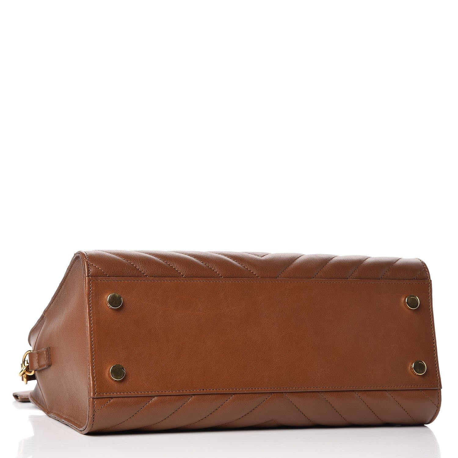 Saint Laurent Calfskin Matelasse Chevron Small Monogram Cabas Havane 4 of 12