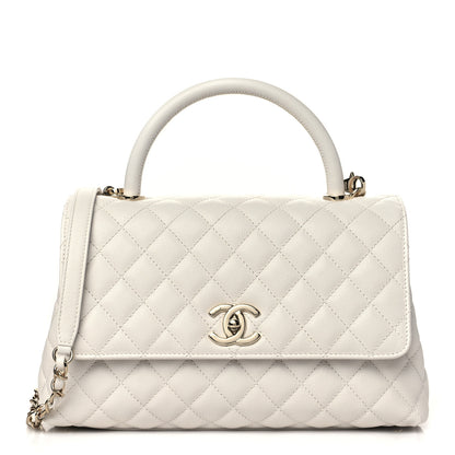 Chanel Caviar Quilted Small Coco Handle Flap White 1 of 11