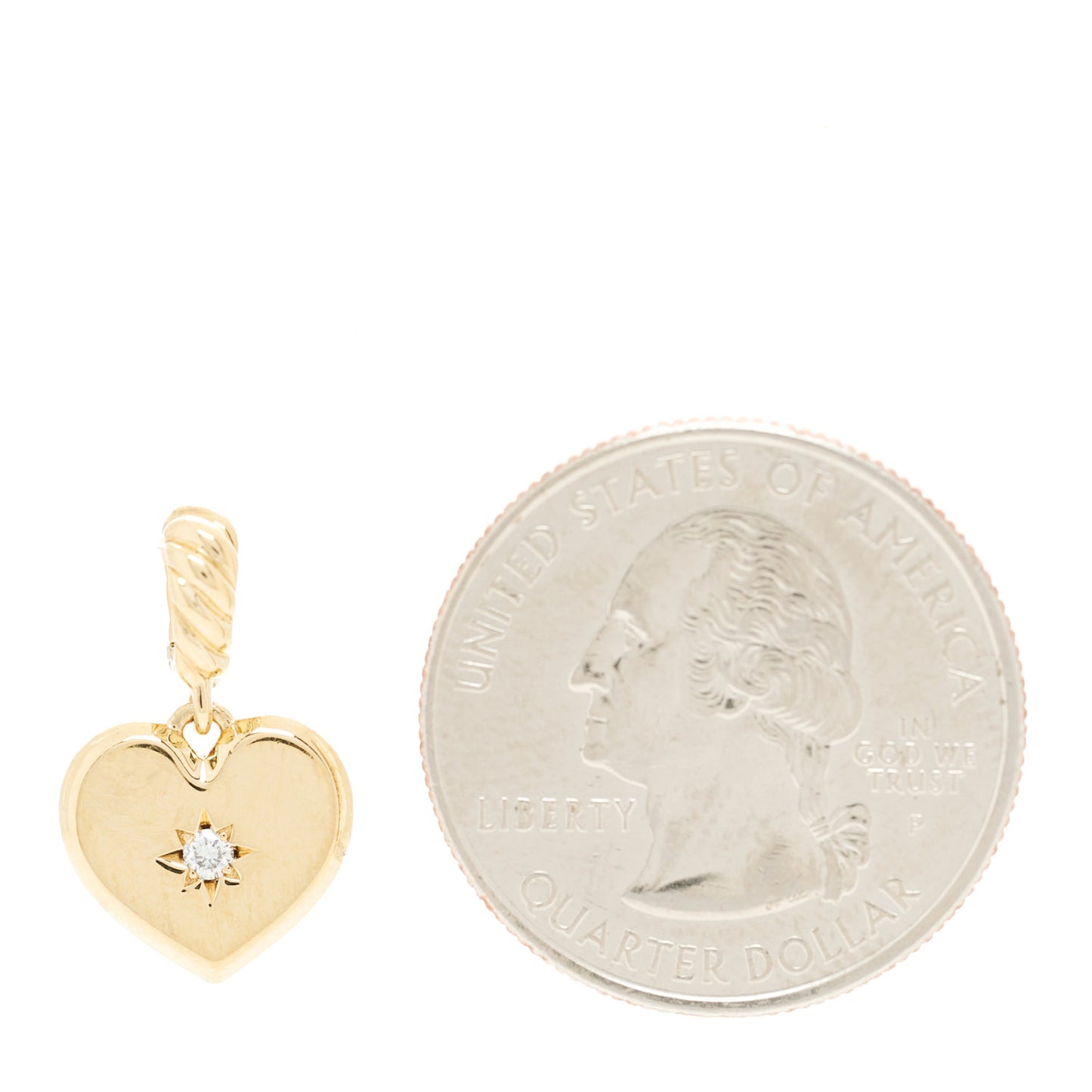 18K Yellow Gold Diamond Compass Heart Pendant