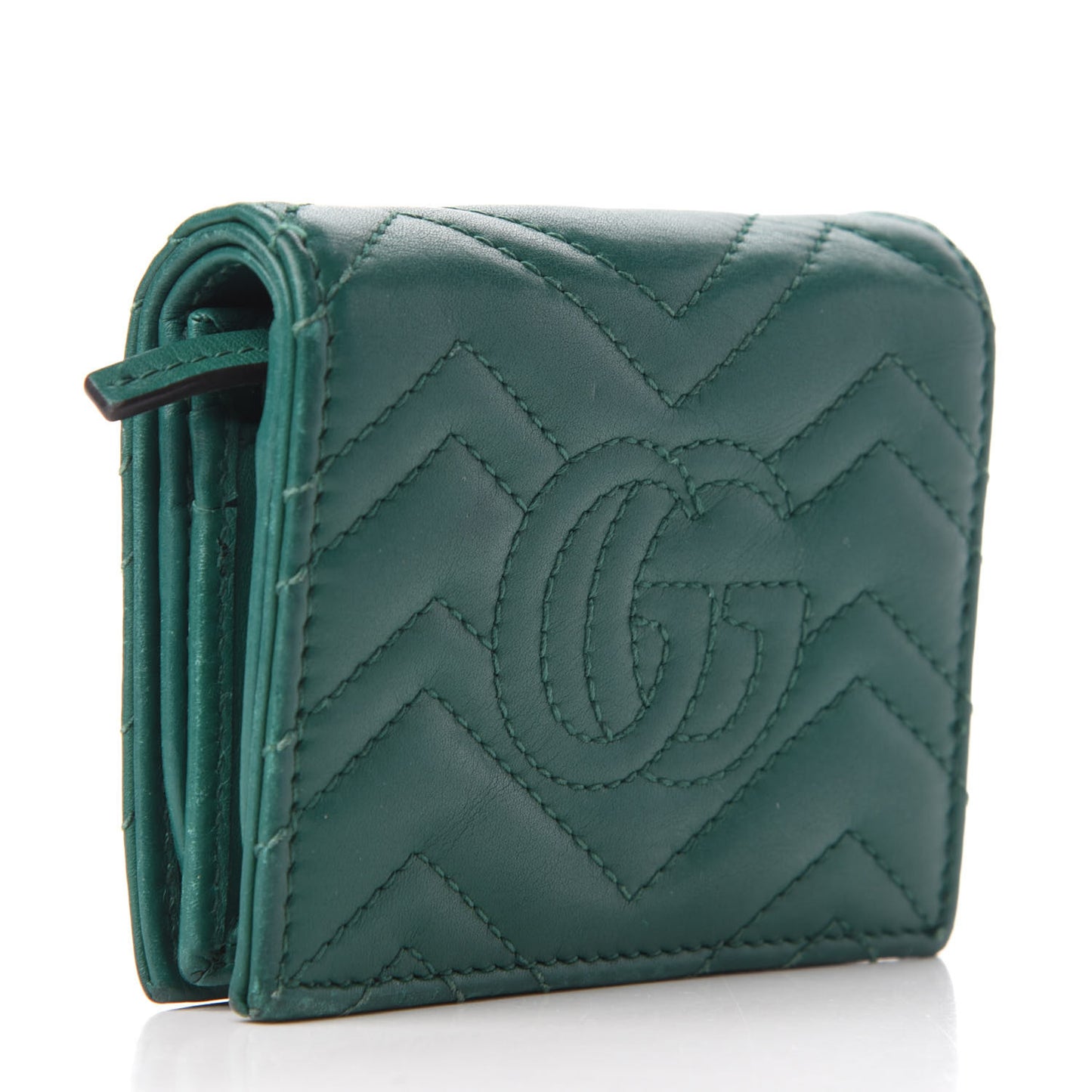 Calfskin Matelasse GG Marmont Card Case Wallet Emerald