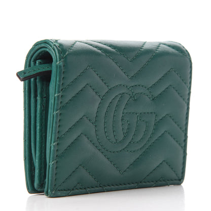 Gucci Calfskin Matelasse GG Marmont Card Case Wallet Emerald 3 of 6