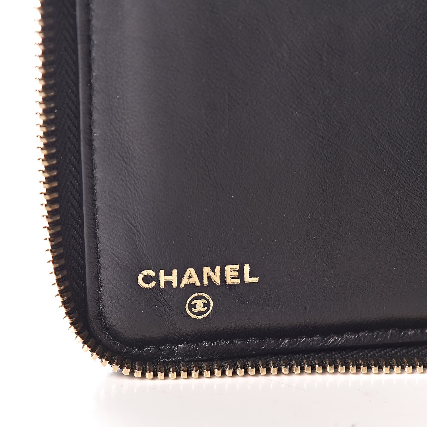 Chanel Lambskin Diamond Stitched Large Zip Around Organizer Wallet Black 6 of 9
