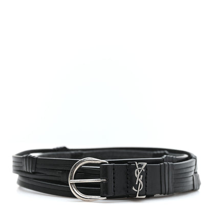 Saint Laurent Vegetable Tanned Calfskin Monogram Croissant De Lune Belt 75 30 Black 1 of 3