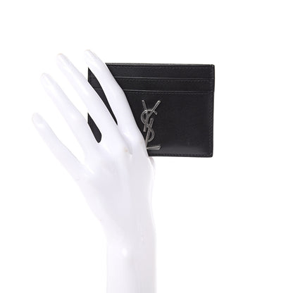 Saint Laurent Calfskin Monogram Credit Card Case Black 2 of 8