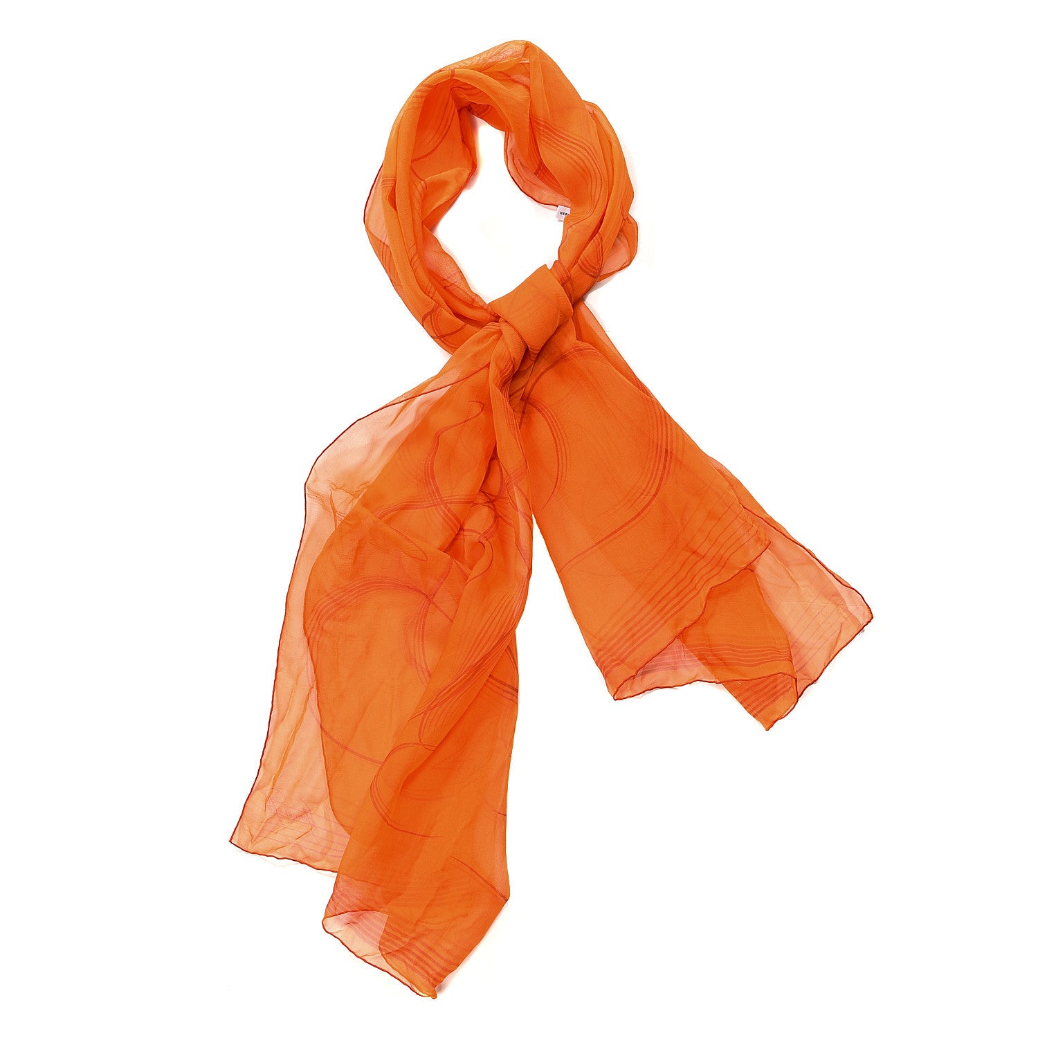 Hermes Silk Mousseline 24 Faubourg Stole Orange 1 of 5