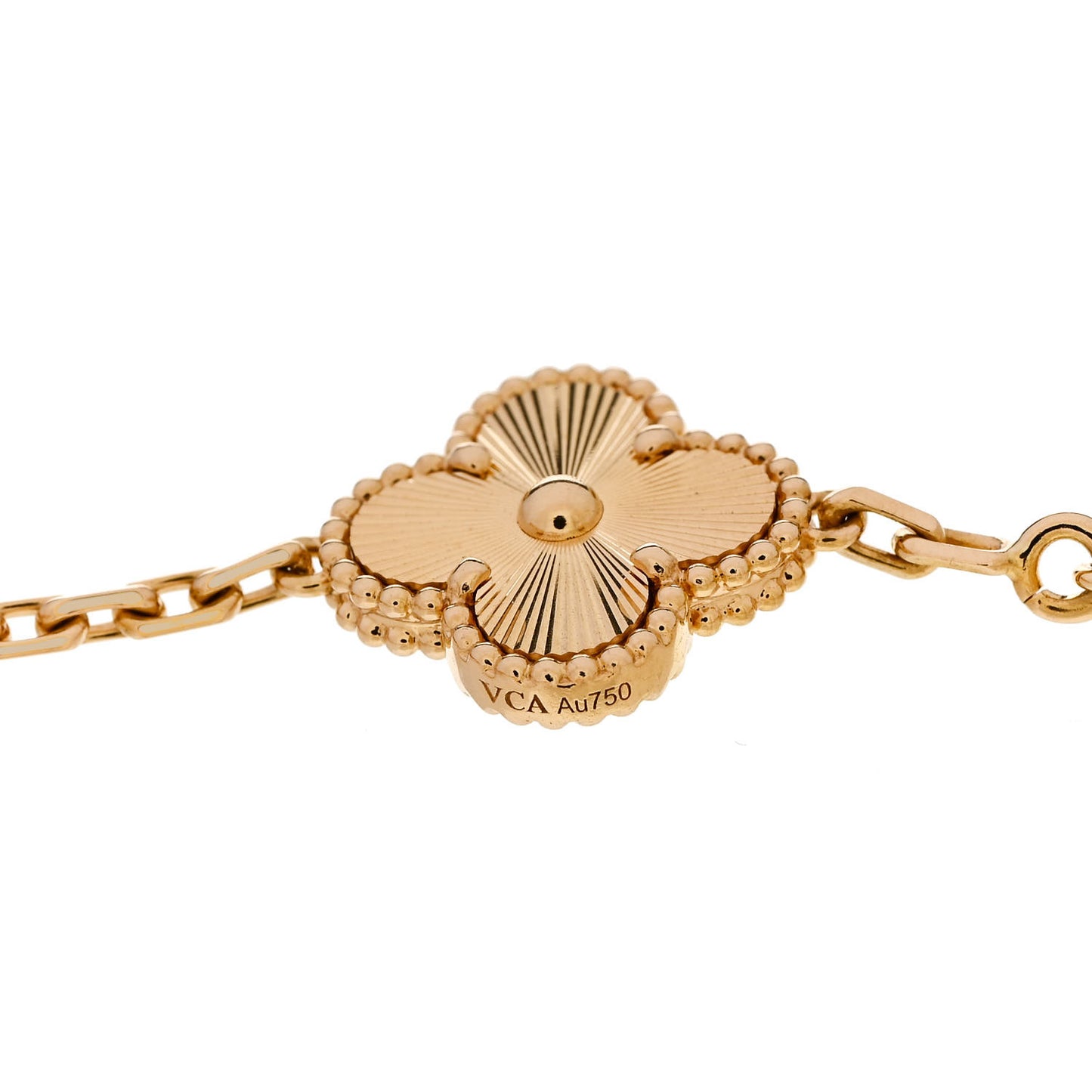 18K Yellow Gold 5 Motifs Guilloche Vintage Alhambra Bracelet