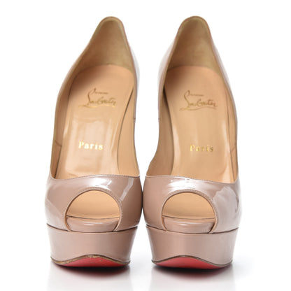 Christian Louboutin Patent Lady Peep 150 Pumps 38 Nude 2 of 10