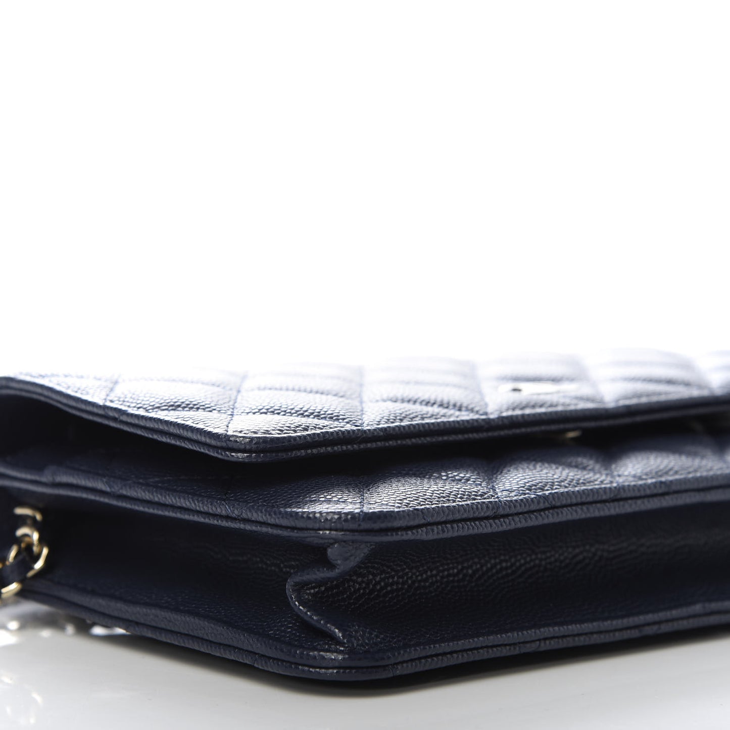 Caviar Quilted Wallet On Chain WOC Navy Blue