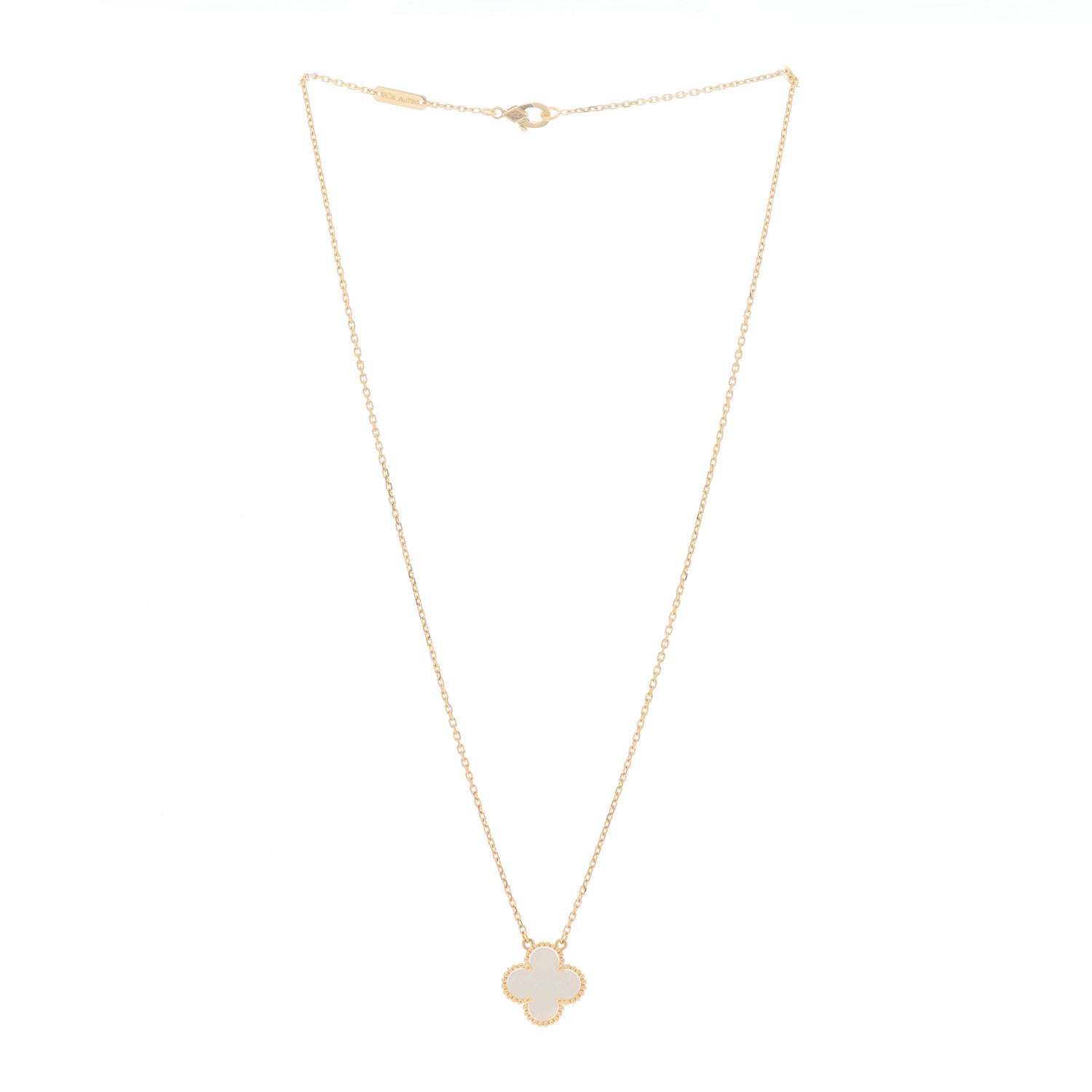 Van Cleef & Arpels 18K Yellow Gold Mother of Pearl Vintage Alhambra Pendant Necklace 2 of 5