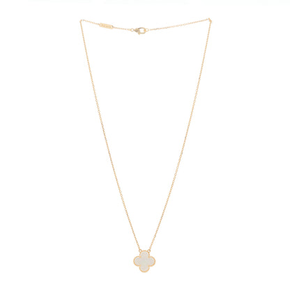 Van Cleef & Arpels 18K Yellow Gold Mother of Pearl Vintage Alhambra Pendant Necklace 2 of 5