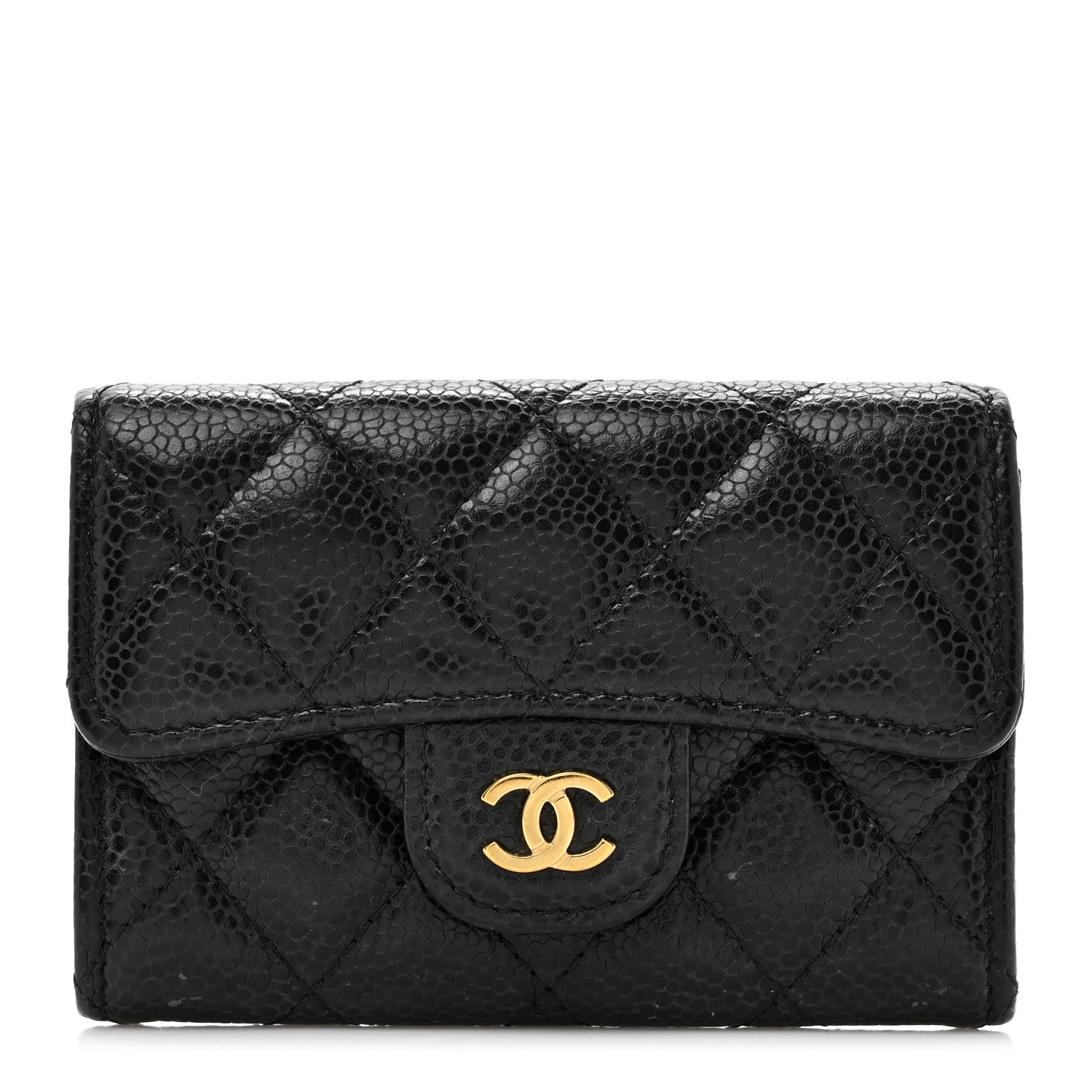 Chanel Caviar Quilted Flap Card Holder Wallet Black 1 of 9
