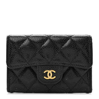 Chanel Caviar Quilted Flap Card Holder Wallet Black 1 of 9