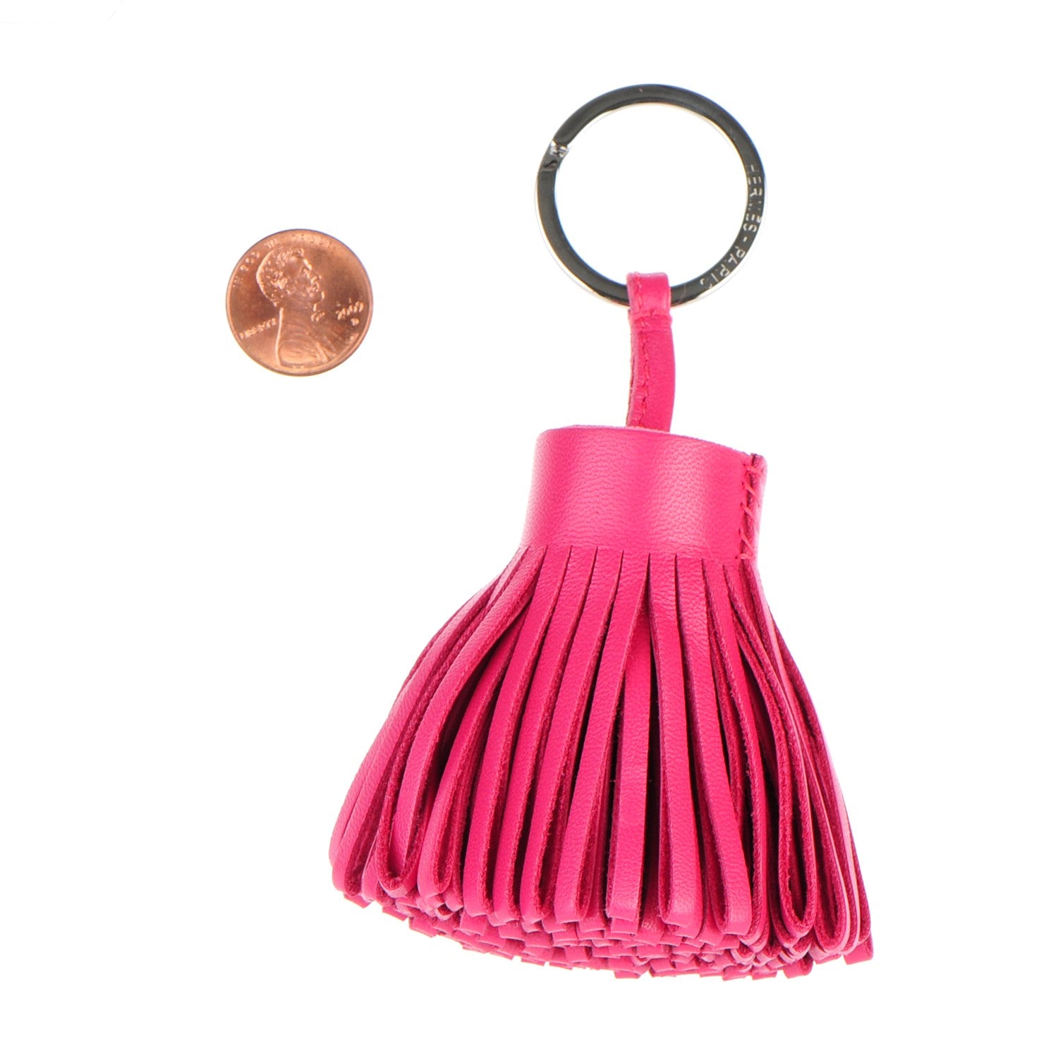 Hermes Lambskin Carmen Tassel Key Holder Rose Shocking 2 of 5