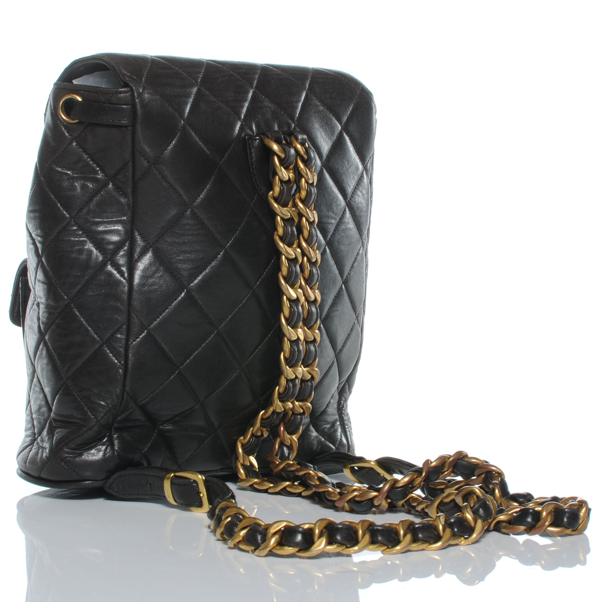 Chanel Lambskin Quilted Chain Backpack Dark Brown 3 of 8