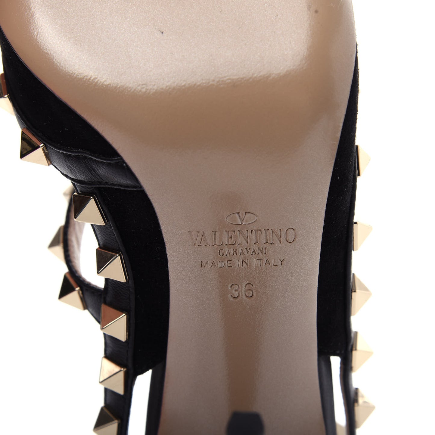 Suede Rockstud Ankle Strap Pumps 36 Black