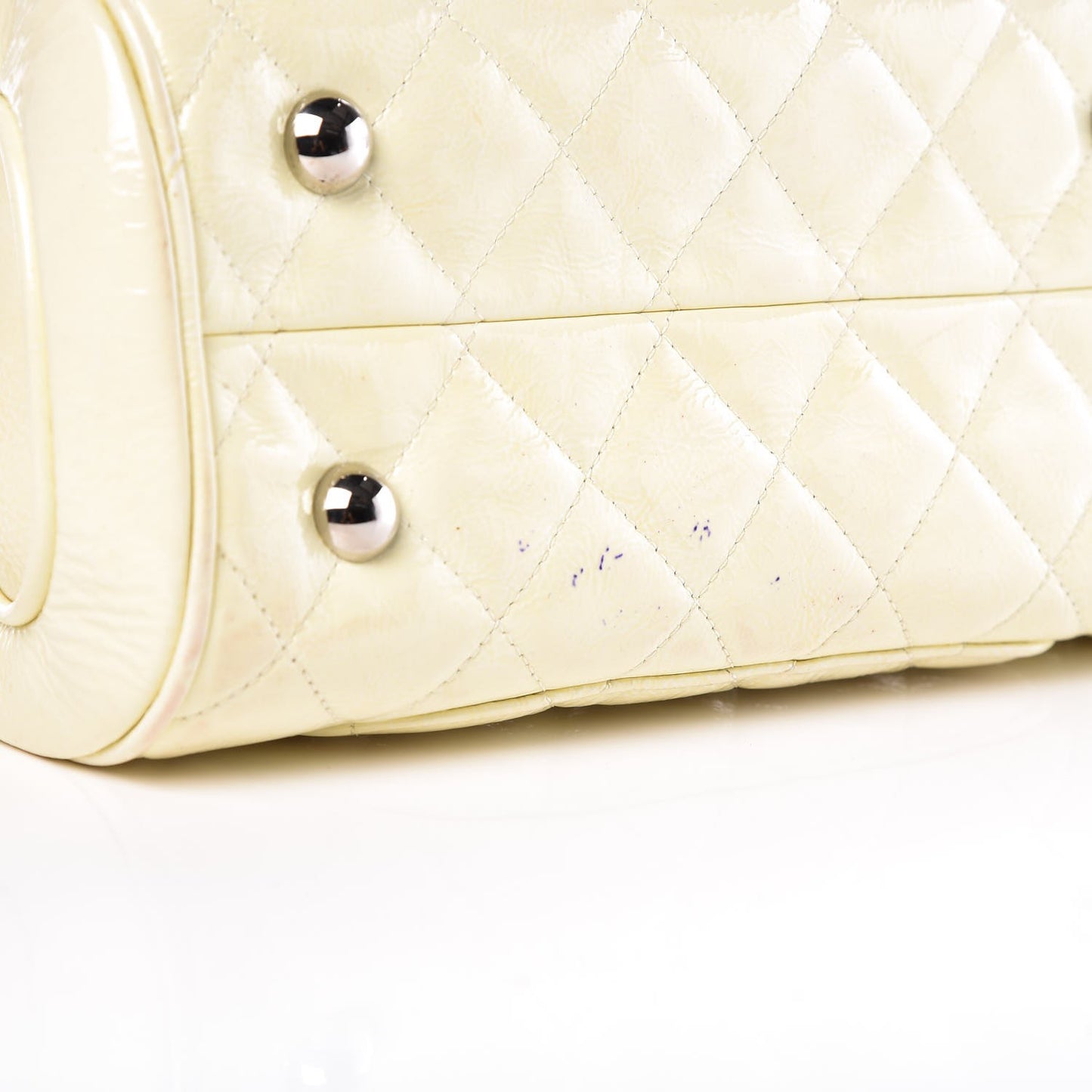 Patent Quilted Tote White