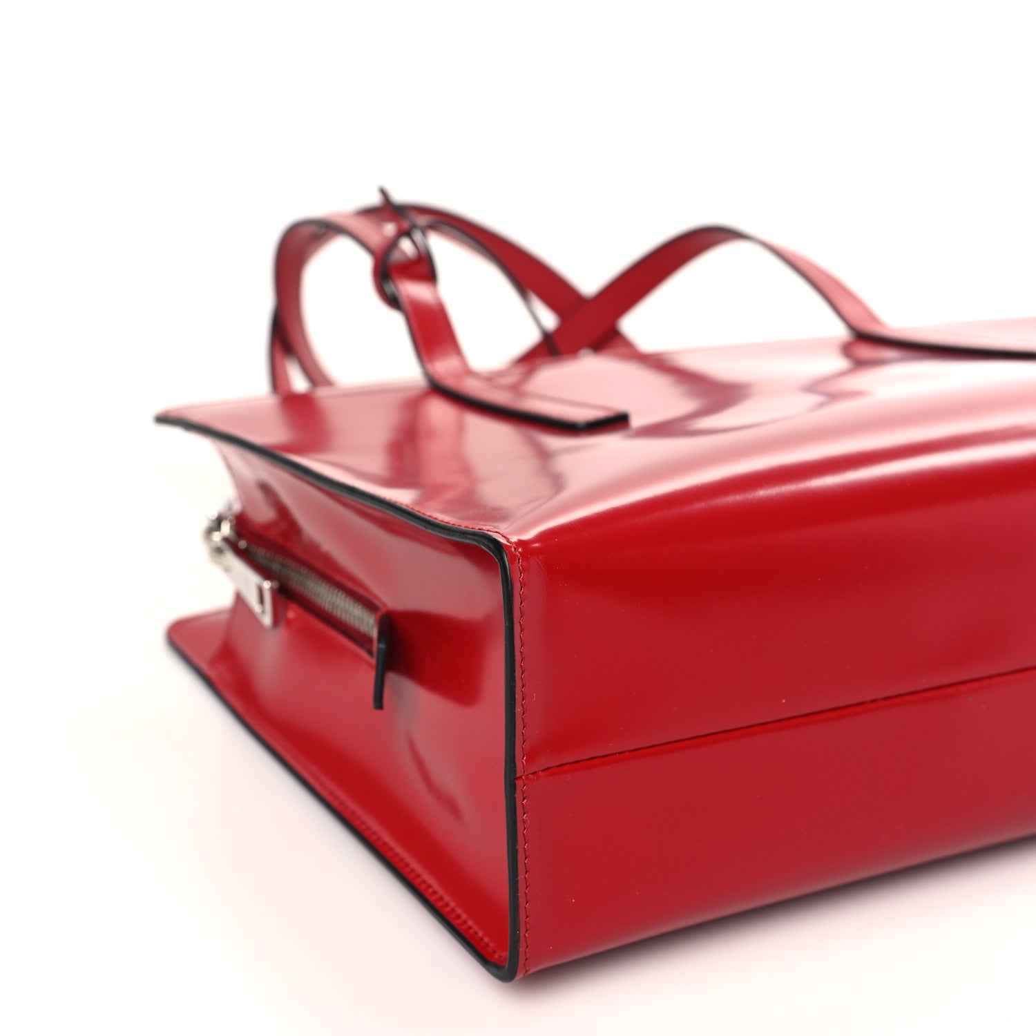 Prada Spazzolato Medium Re-Edition 1995 Double Handle Handbag Scarlatto 6 of 7