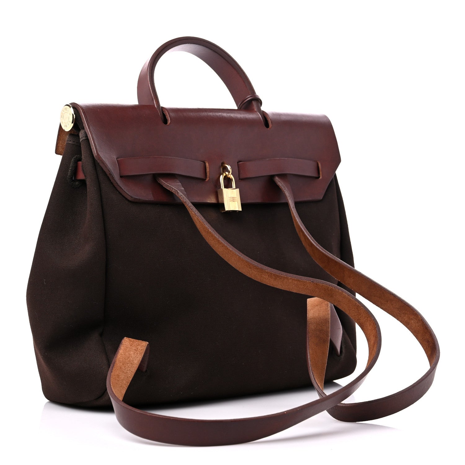 Hermes Toile Vache Calfskin Herbag 30 PM Backpack Havane 5 of 22