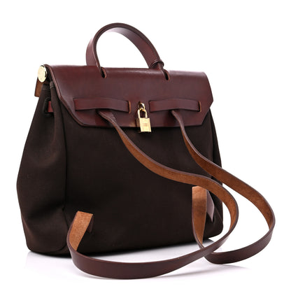 Hermes Toile Vache Calfskin Herbag 30 PM Backpack Havane 5 of 22