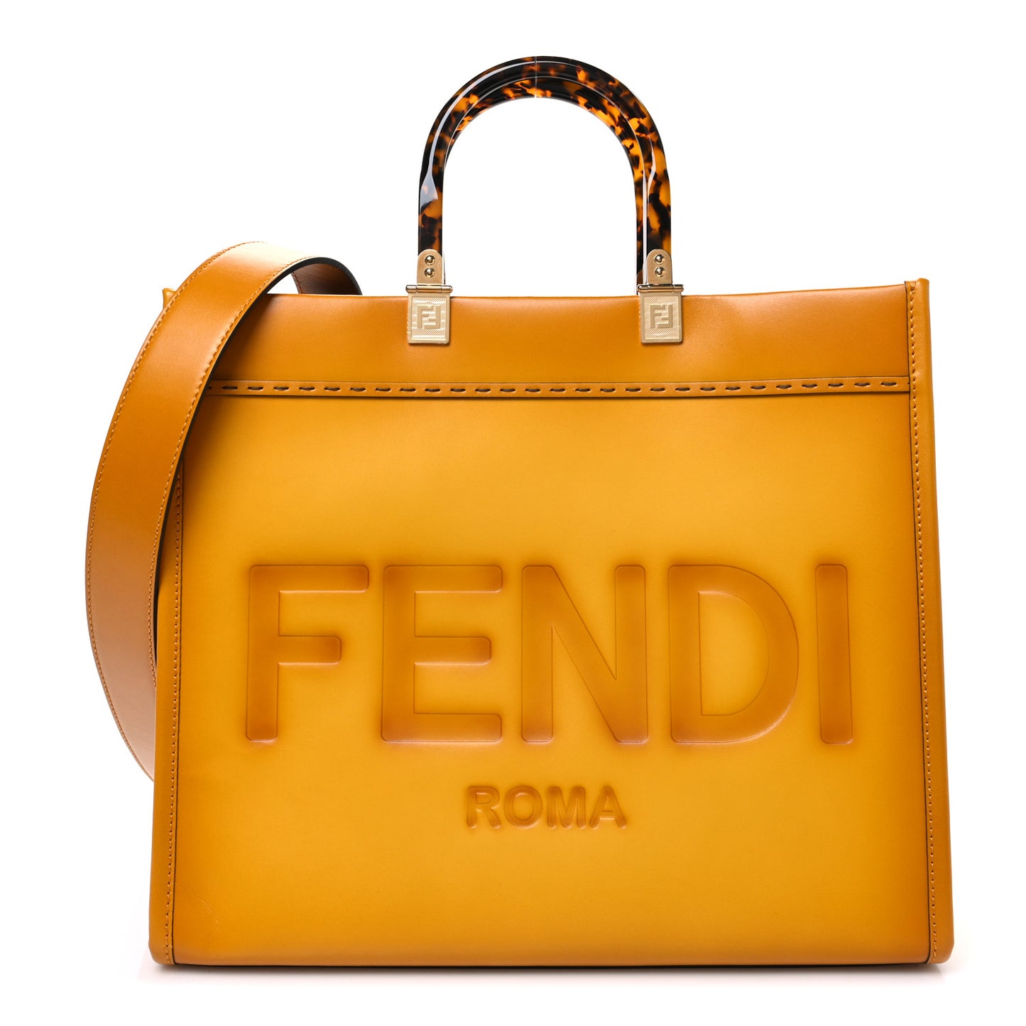 Vitello King Tamponato Plexiglass Medium Fendi Sunshine Shopper Tote Mimosa
