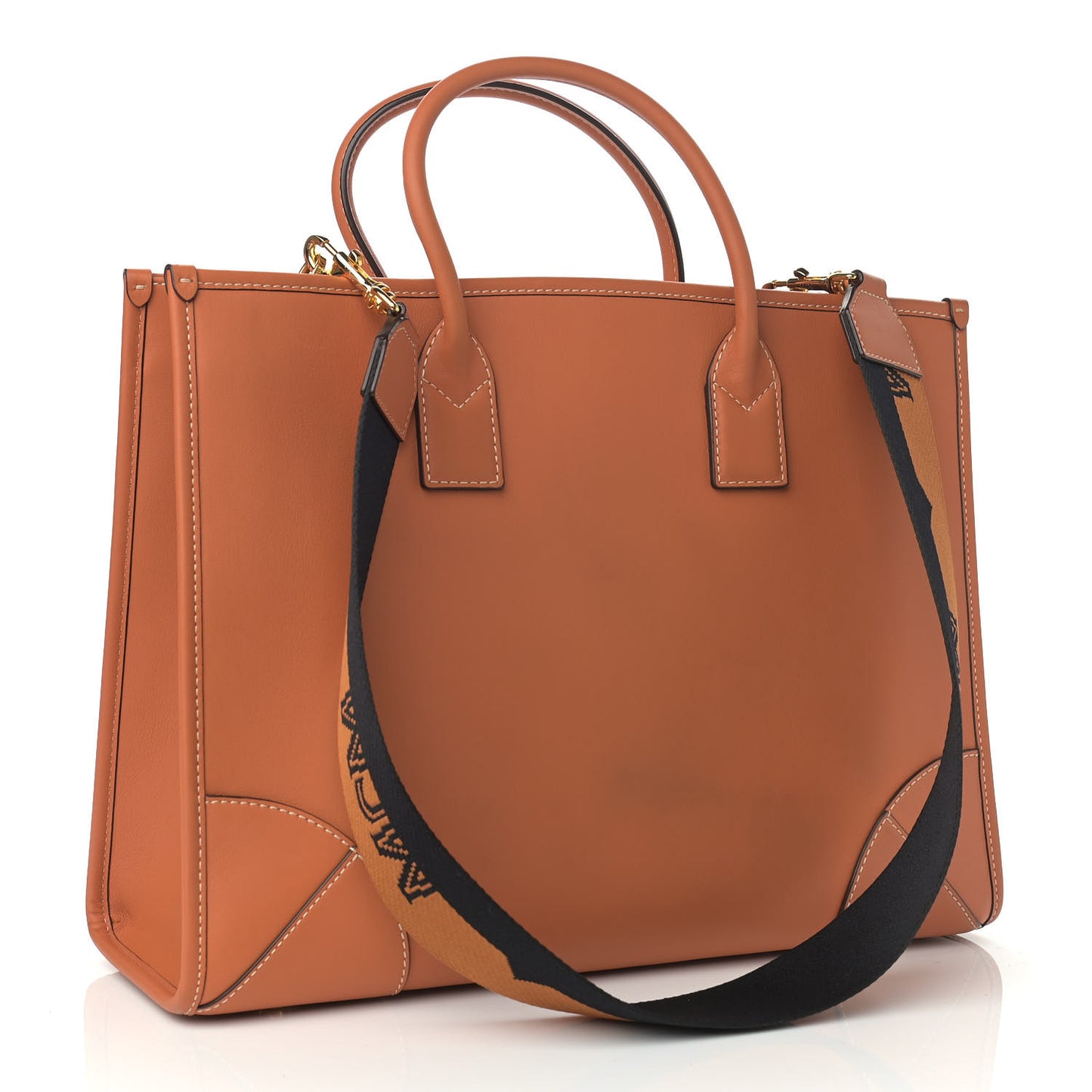 Calfskin Logo Large Tote Cognac