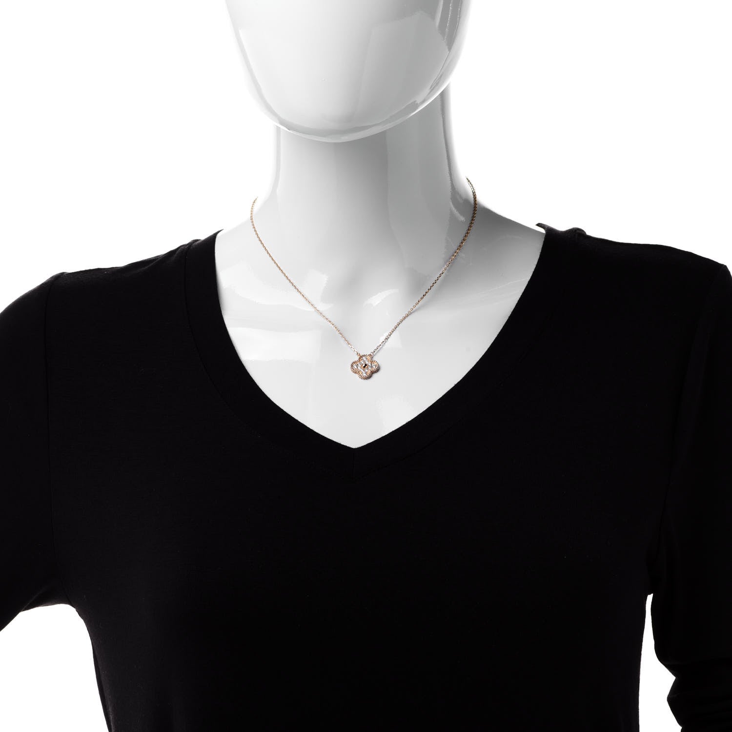 Van Cleef & Arpels 18K Yellow Gold Diamond Vintage Alhambra Pendant Necklace 2 of 7
