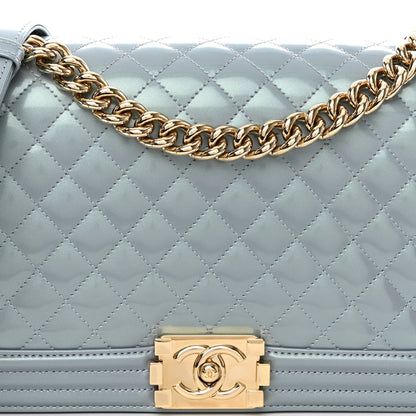 Chanel Iridescent Glazed Calfskin Quilted New Medium Boy Flap Light Blue 8 of 13