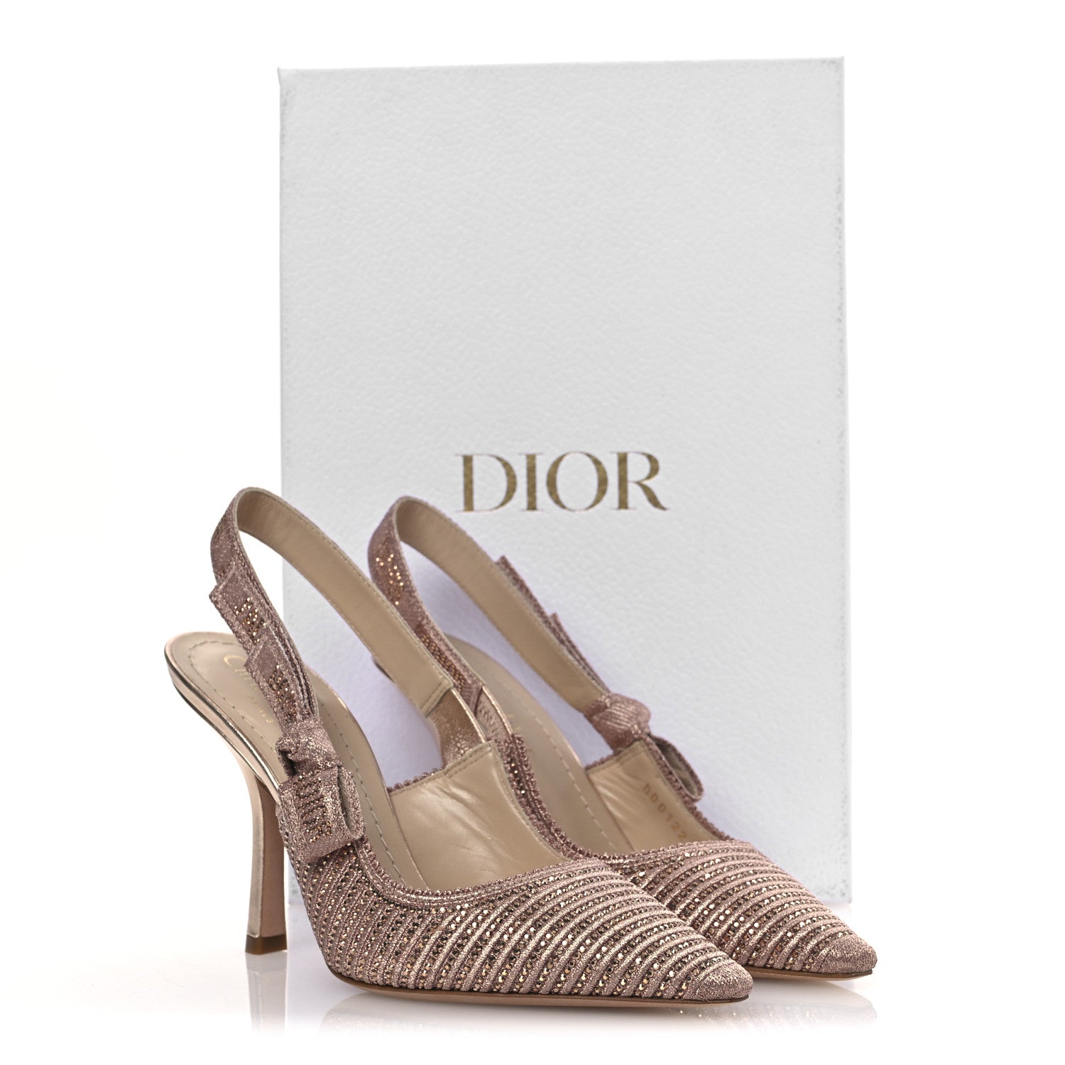 Christian Dior Cotton Laminated Strass J'Adior Slingback 100mm Pumps 36 Rose Des Vents 13 of 13