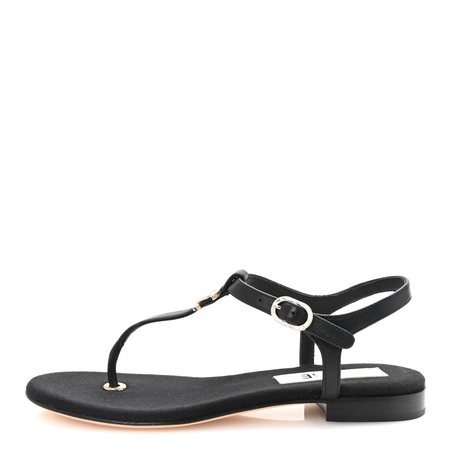 Chanel Lambskin CC Logo Thong Sandals 36 Black 1 of 10
