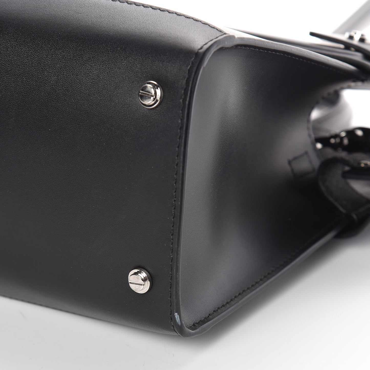 Smooth Calfskin Small Horizon Satchel Black