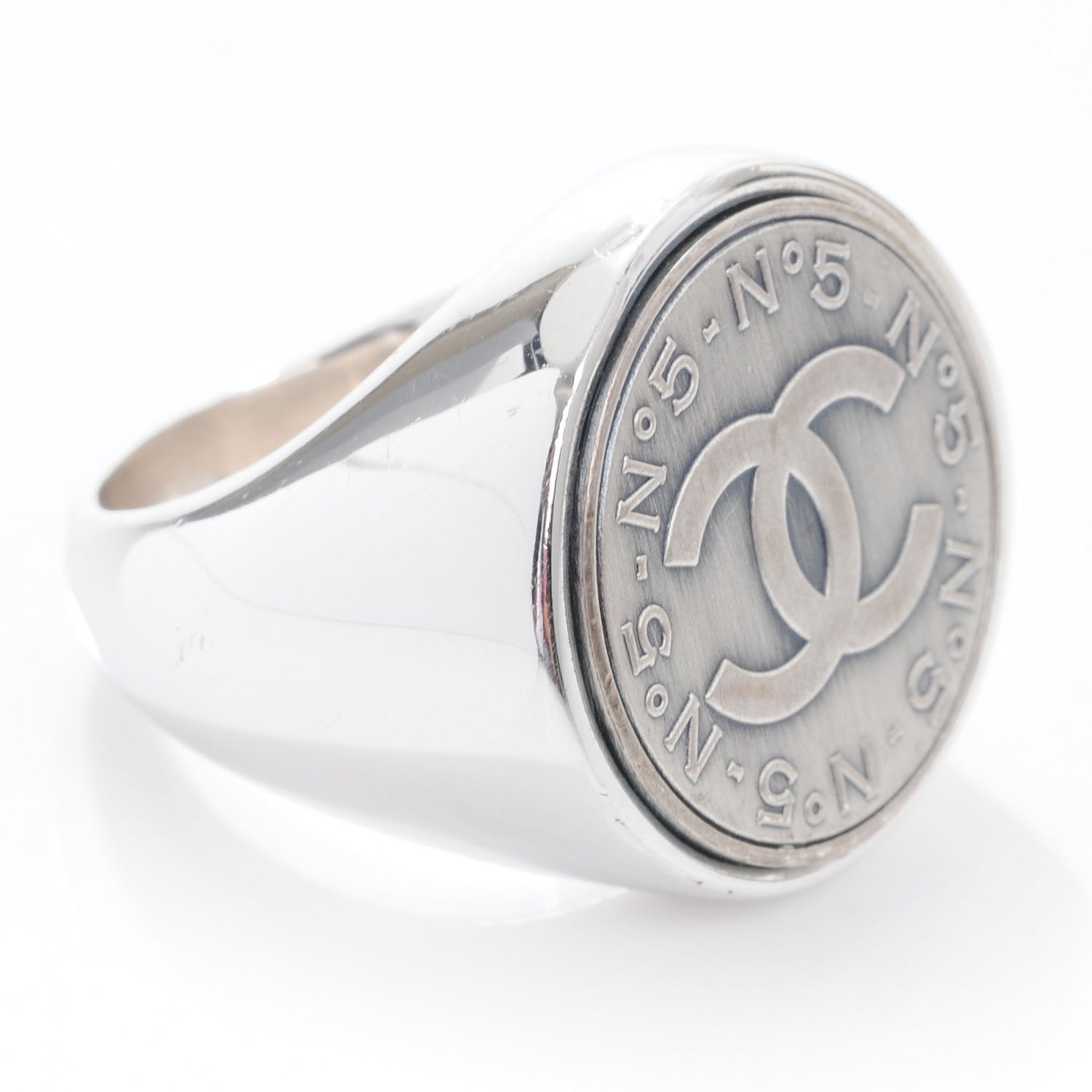 Chanel Metal N°5 CC Ring Silver 6.5 3 of 6