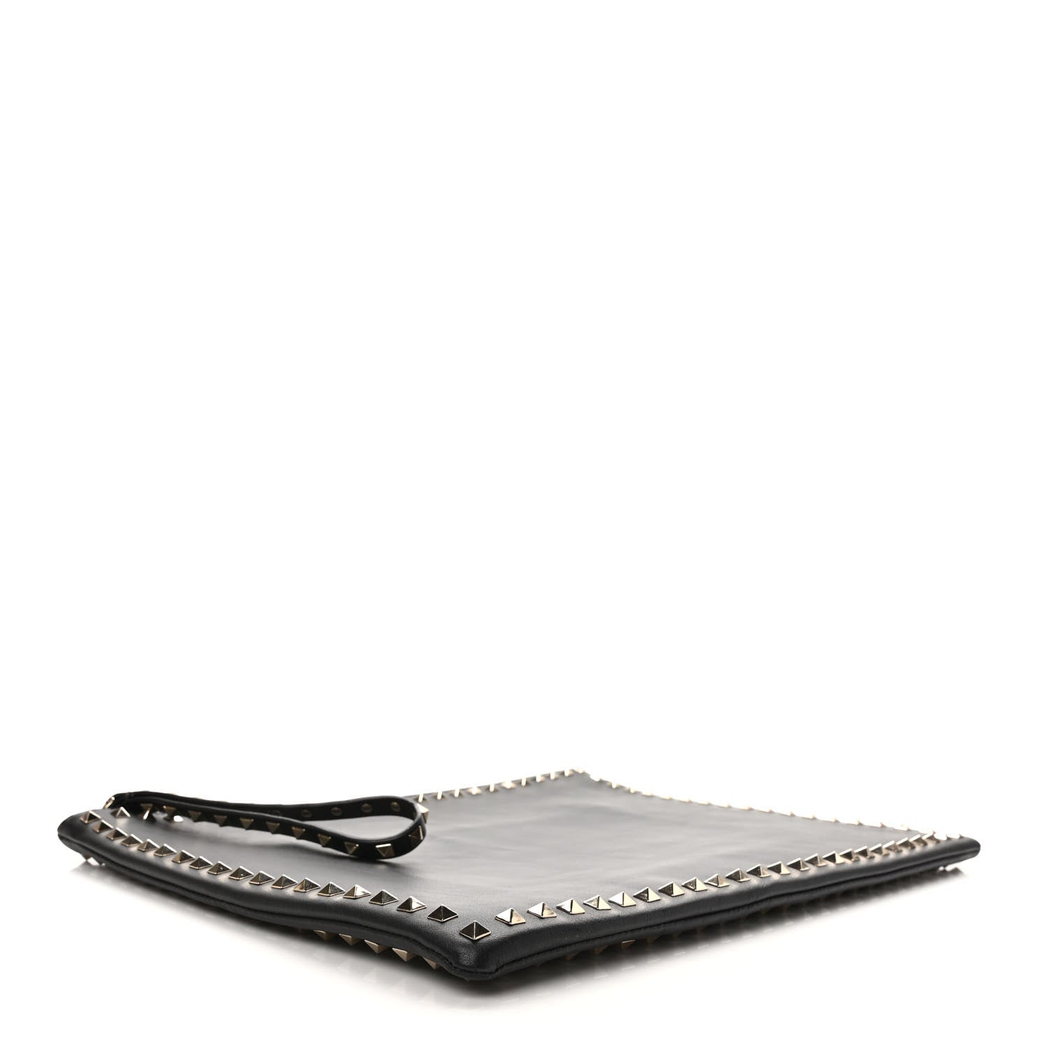 Valentino Garavani Vitello Oversized Rockstud Zip Wristlet Pouch Black 4 of 6