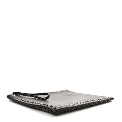 Valentino Garavani Vitello Oversized Rockstud Zip Wristlet Pouch Black 4 of 6