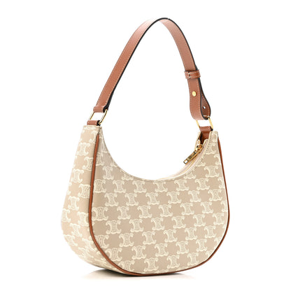 Celine Canvas Calfskin Ava Triomphe Shoulder Bag Grege 3 of 11