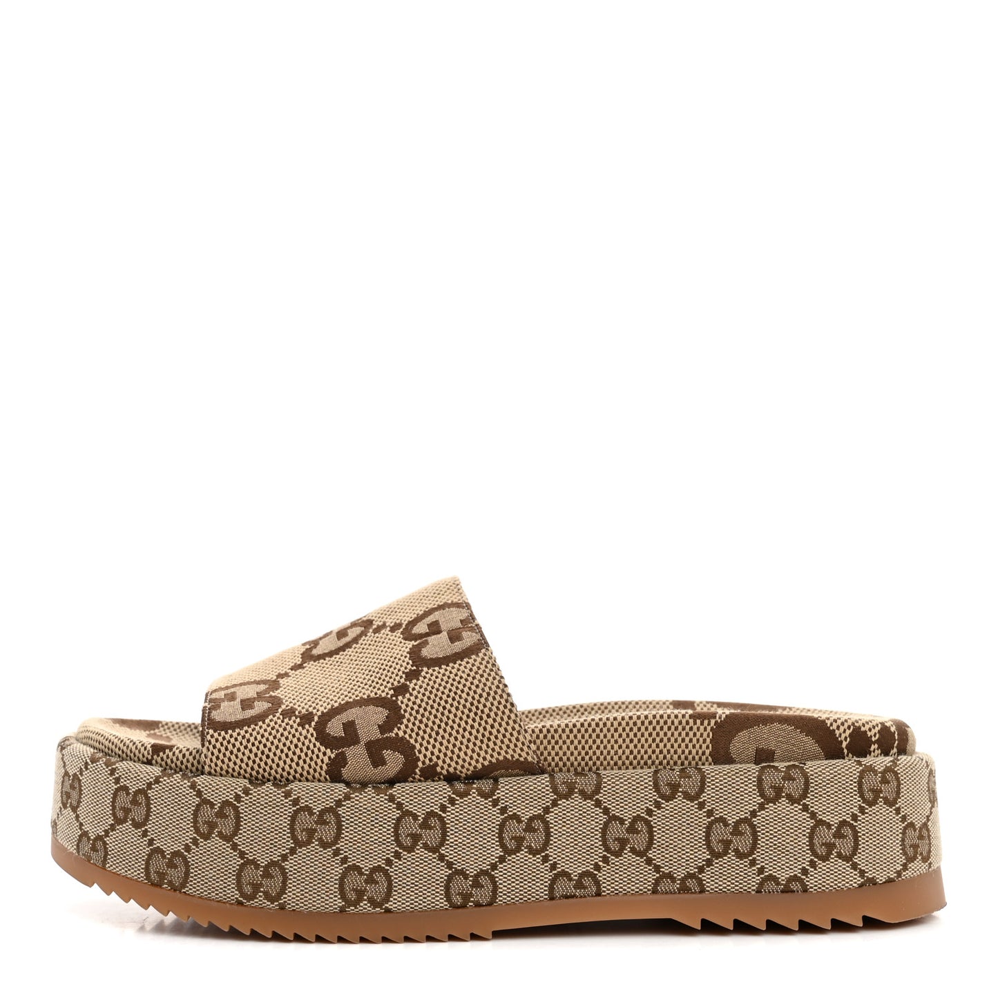 Monogram Maxi GG Angelina Platform 55mm Slide Sandals 39 Camel Ebony